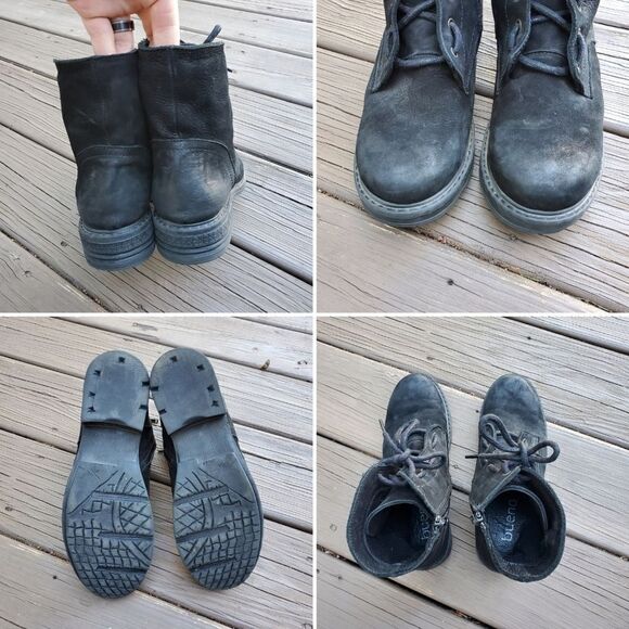 Bueno Getty Black Nubuck Suede Leather Lace-up Chunky Combat Military Moto Boots - Picture 7 of 9